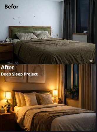 Before and after transformation — Heaven Hues Deep Sleep Project